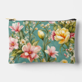 Bolsito Accesorio Pequeño Magnífica Magnolia Rosa, Amarilla con Flores Blanc