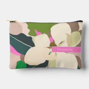 Bolsito Accesorio Pequeño Magnolia Pastel Floral Abstracto con Nombre Person