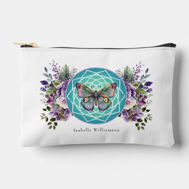 Bolsito Accesorio Pequeño Mandala Mariposa Morado Floral Esoteric Tarot (Anverso)