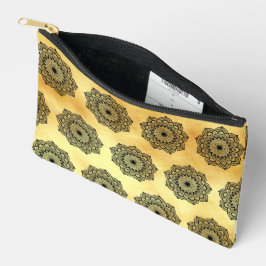 Bolsito Accesorio Pequeño Mandalá negro sobre fondo de oro suave