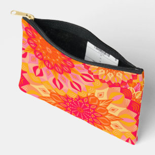 Bolsito Accesorio Pequeño Mandala superpuesto naranja rosa amarillo