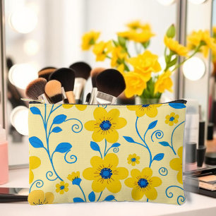 Bolsito Accesorio Pequeño Mantequilla floral amarilla y azul