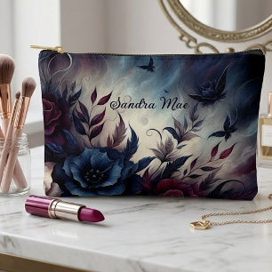 Bolsito Accesorio Pequeño Maquillaje Cosmético Floral Gótico Oscuro Personal