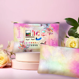 Bolsito Accesorio Pequeño Maquillaje de flores femeninas y rosas mármol
