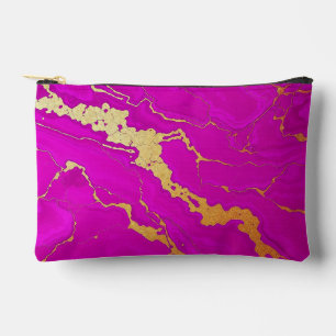 Bolsito Accesorio Pequeño Marble rosa y oro glamoroso