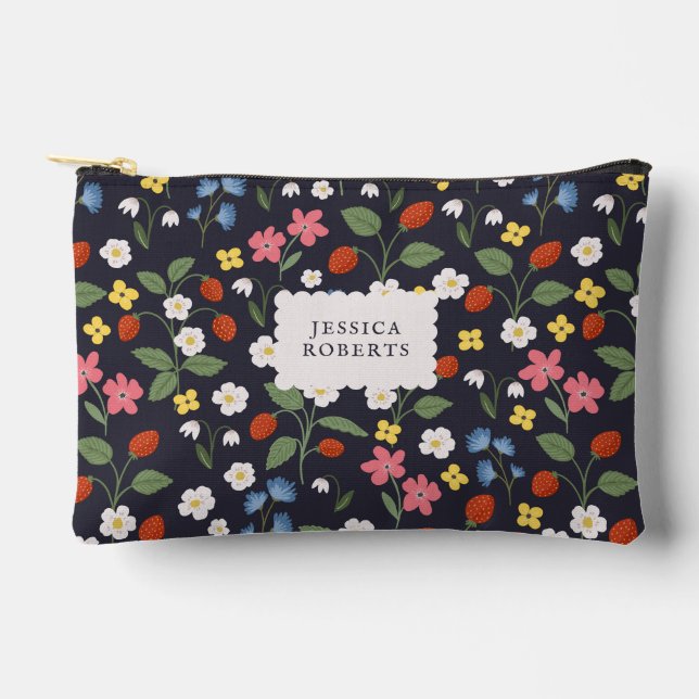 Bolsito Accesorio Pequeño marina de estampado de fresa (Anverso)