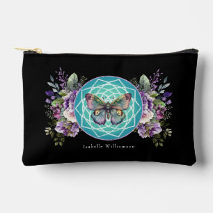 Bolsito Accesorio Pequeño Mariposa Mandala Púrpura Floral Esotérico Psíquico