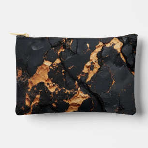 Bolsito Accesorio Pequeño Mármol Negro Elegante con Venas Doradas Arte Moder