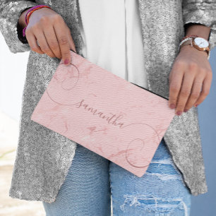 Bolsito Accesorio Pequeño Mármol Rosa Rubor Nombre Curly Firma