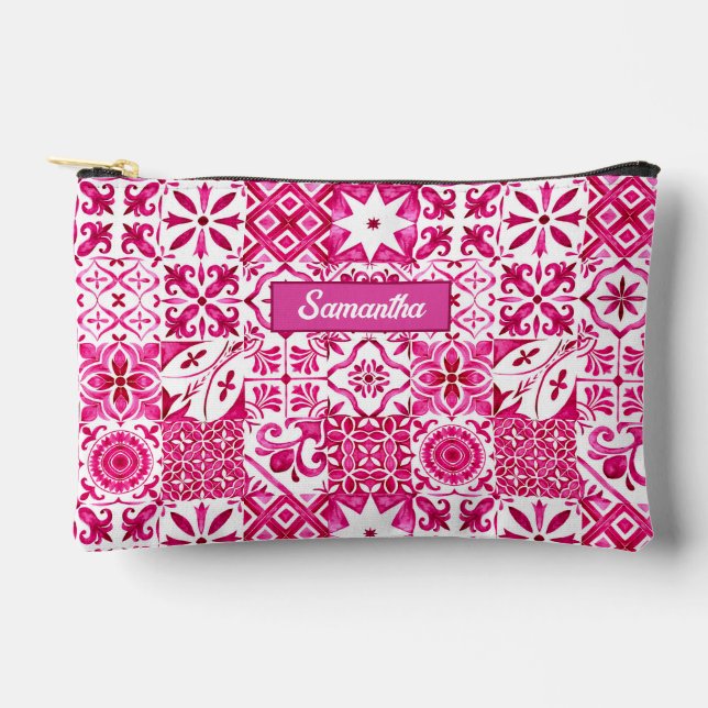 Bolsito Accesorio Pequeño Mayólica de verano rojo Mediterráneo siciliano (Anverso)