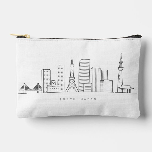Bolsito Accesorio Pequeño Minimalist Tokyo Skyline Illustration (Anverso)
