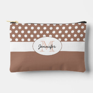 Bolsito Accesorio Pequeño Mocha marrón Polka blanca patrón retro de puntos M