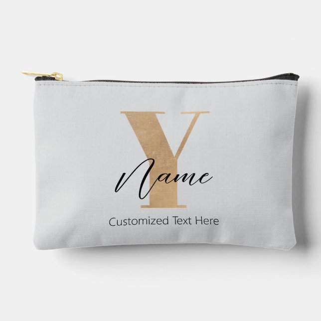 Bolsito Accesorio Pequeño Modern Monogrammed Initial Y & Name Personalized (Anverso)