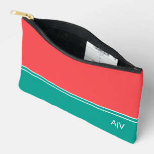 Bolsito Accesorio Pequeño Modern Summer Coral Aquamarine Monogram