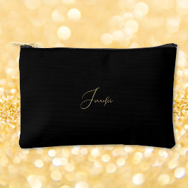 Bolsito Accesorio Pequeño Moderno Black Gold Monogramado Viaje Cosmético Gol