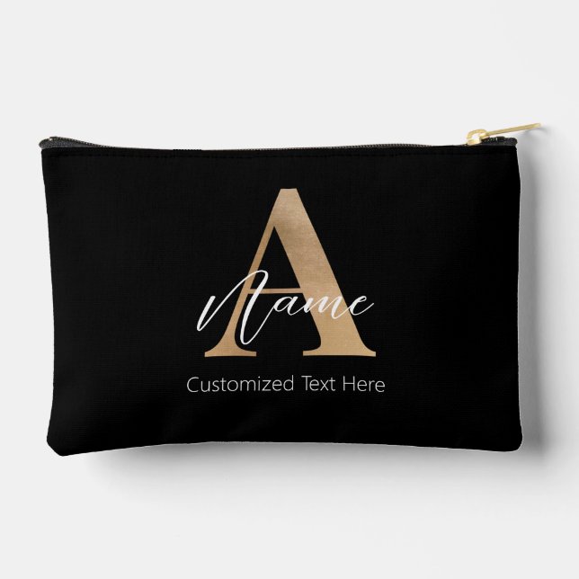 Bolsito Accesorio Pequeño Moderno Monogramado Inicial A & Name Personalizado (Reverso )