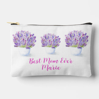 Bolsito Accesorio Pequeño MOM Floral Lavanda Acuarela Pintada a Mano