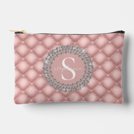 Bolsito Accesorio Pequeño Monogram Sparkly Diamonds Tufted Custom Blush Pink
