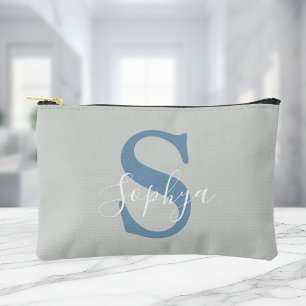 Bolsito Accesorio Pequeño Monograma Azul Simple Personalizado