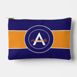 Bolsito Accesorio Pequeño Monograma azul y naranja personalizado