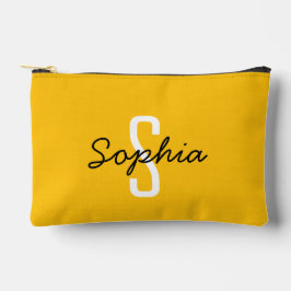 Bolsito Accesorio Pequeño Monograma caligrafía personalizada Nombre amarillo