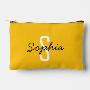 Bolsito Accesorio Pequeño Monograma caligrafía personalizada Nombre amarillo