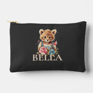 Bolsito Accesorio Pequeño Monograma Cute floral negro Moderno Minimalista