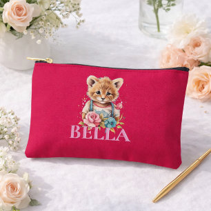 Bolsito Accesorio Pequeño Monograma Cute rosa floral Moderno Acceso Minimali