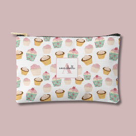 Bolsito Accesorio Pequeño Monograma de cosméticos Girly Cupcake