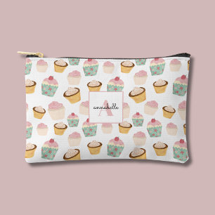 Bolsito Accesorio Pequeño Monograma de cosméticos Girly Cupcake