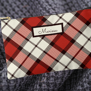 Bolsito Accesorio Pequeño Monograma de Cuadros Clásico Moderno