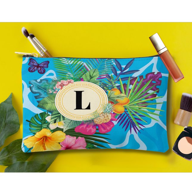 Bolsito Accesorio Pequeño Monograma De Flores Tropicales Y Mariposas De Hawá (Subido por el creador)