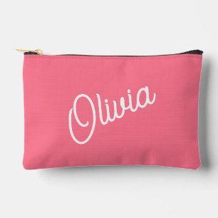 Bolsito Accesorio Pequeño Monograma de guiones, rosa caliente