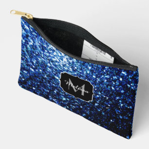 Bolsito Accesorio Pequeño Monograma de lentejuelas falsas de color azul oscu