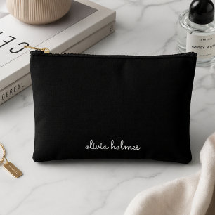 Bolsito Accesorio Pequeño Monograma de moda   Nombre de guión negro moderno