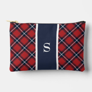 Bolsito Accesorio Pequeño Monograma de Navy Red Tartán Plaid