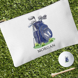 Bolsito Accesorio Pequeño Monograma de nombre azul marino de golf