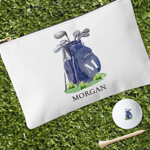 Bolsito Accesorio Pequeño Monograma de nombre azul marino de golf