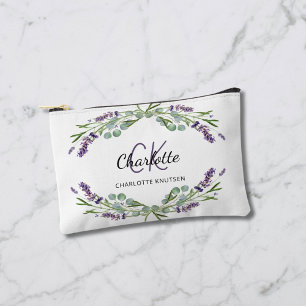 Bolsito Accesorio Pequeño Monograma de nombre de vegetación de flores de lav