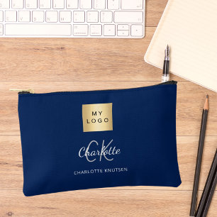 Bolsito Accesorio Pequeño Monograma del logo de la Navy blue business