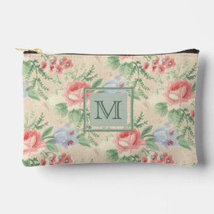 Bolsito Accesorio Pequeño Monograma del patrón floral rosa de la vena clara
