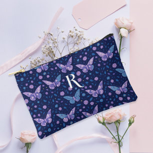 Bolsito Accesorio Pequeño Monograma del patrón mariposa púrpura de Boho moda