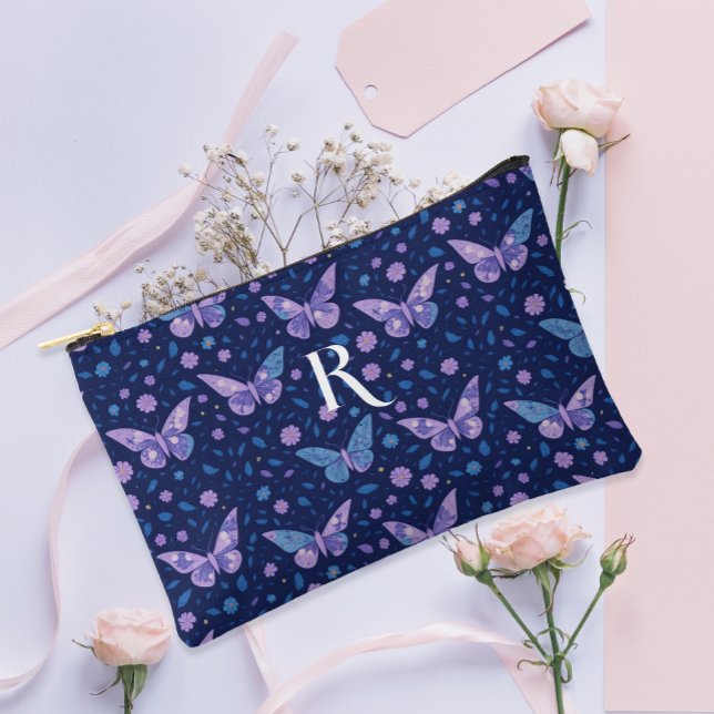 Bolsito Accesorio Pequeño Monograma del patrón mariposa púrpura de Boho moda (Subido por el creador)