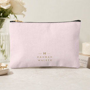 Bolsito Accesorio Pequeño Monograma Elegante Mínimo Rosa y Dorado