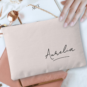 Bolsito Accesorio Pequeño Monograma Firma Minimalista moderna Rubor Rosa