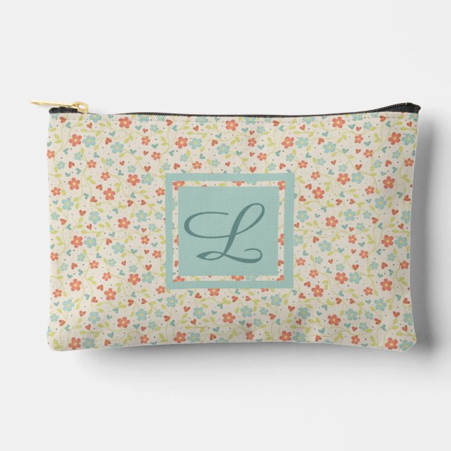 Bolsito Accesorio Pequeño Monograma floral de Bonito de primavera clara vent (Anverso)