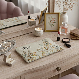 Bolsito Accesorio Pequeño monograma floral de prado ámbar