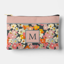 Monograma floral rosado moderno inicial