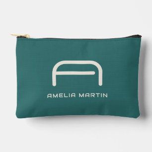 Bolsito Accesorio Pequeño Monograma geométrico moderno en alejandrita y azul