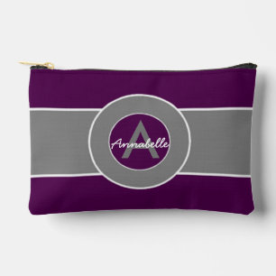 Bolsito Accesorio Pequeño Monograma gris morado oscuro personalizado